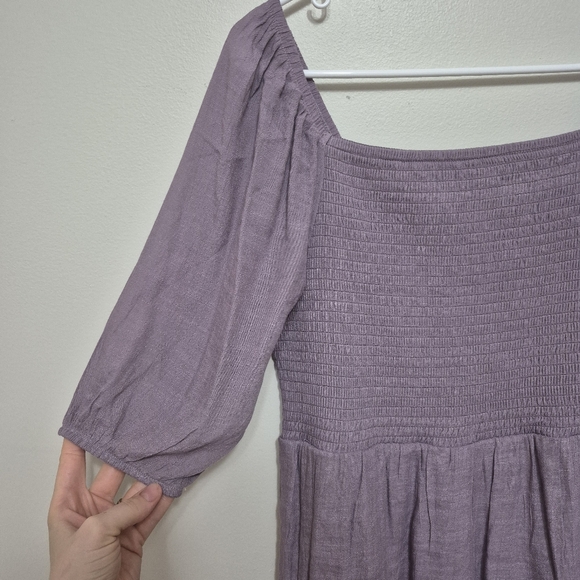 J GEE Women's Purple Feminie Boho Cottagecore Smocked Tiered Maxi Dress Size XL - Picture 3 of 6